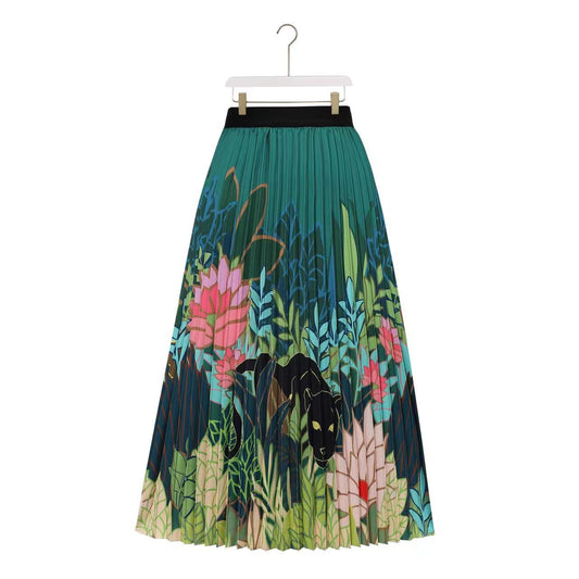 Fashion Dress Printed Pleated Skirt